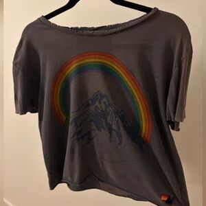 AVIATOR NATION Chasing Rainbows Gray Tee Size S